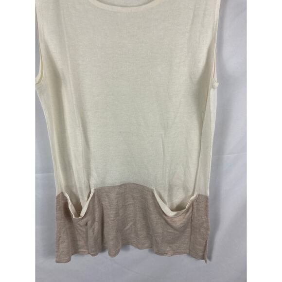 Ronen Chen Linen Blend Ivory White Tan Tank Size 3 / US 10 - Picture 2 of 6